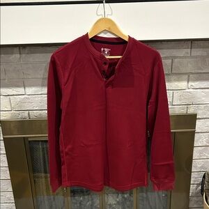 Classic Red Long Sleeve Henley for Men